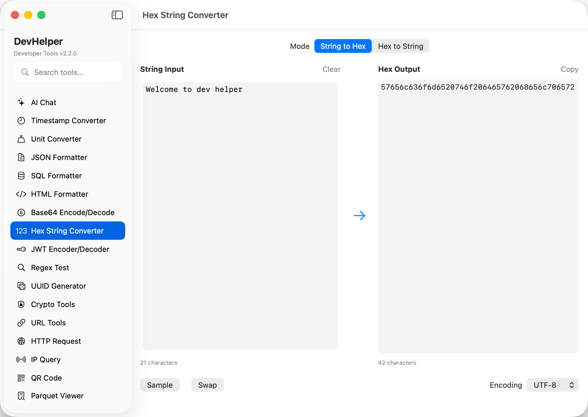 Hex String Converter Screenshot