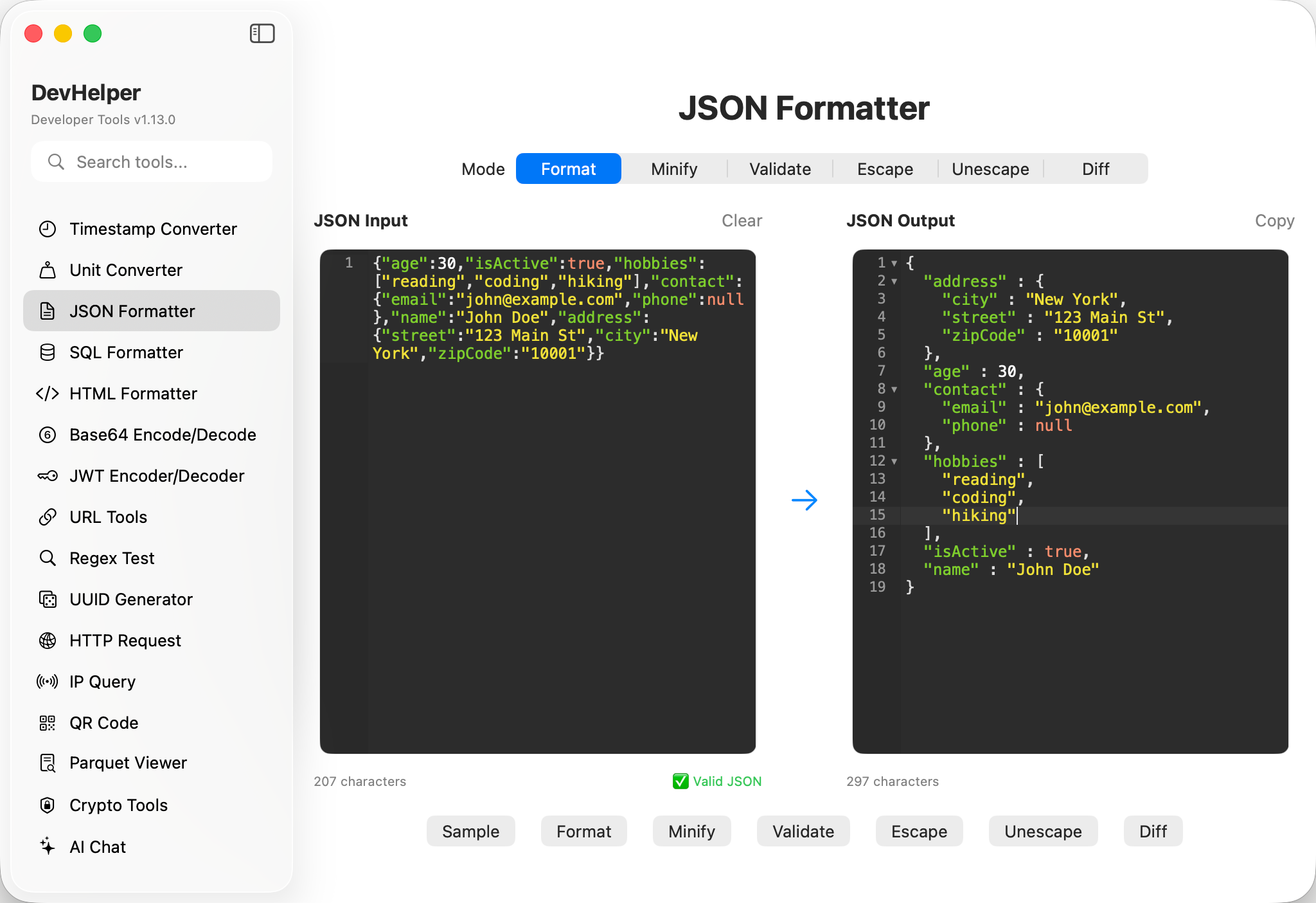 JSON Formatter Screenshot