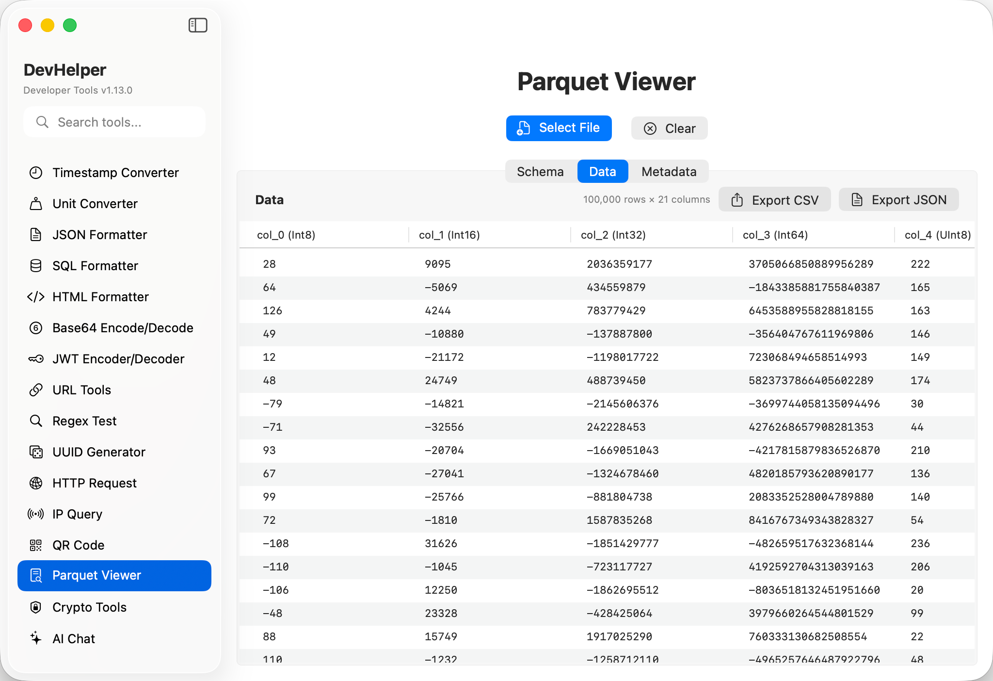 Parquet Viewer Screenshot