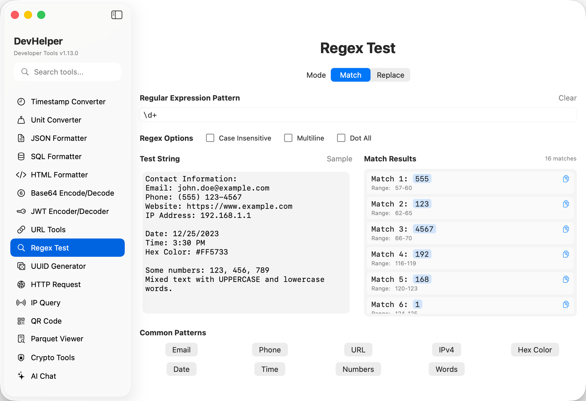 Regex Test Screenshot