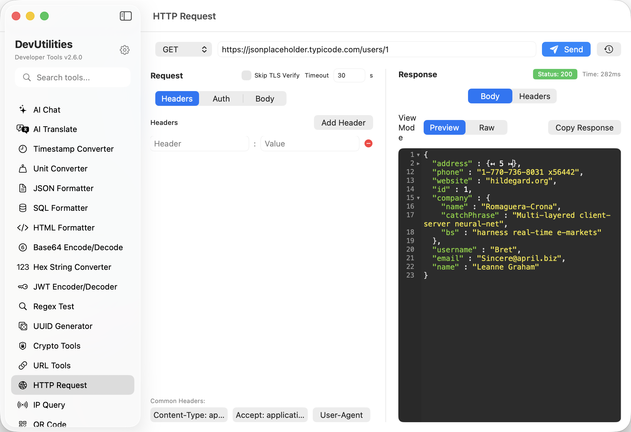 HTTP Request Screenshot