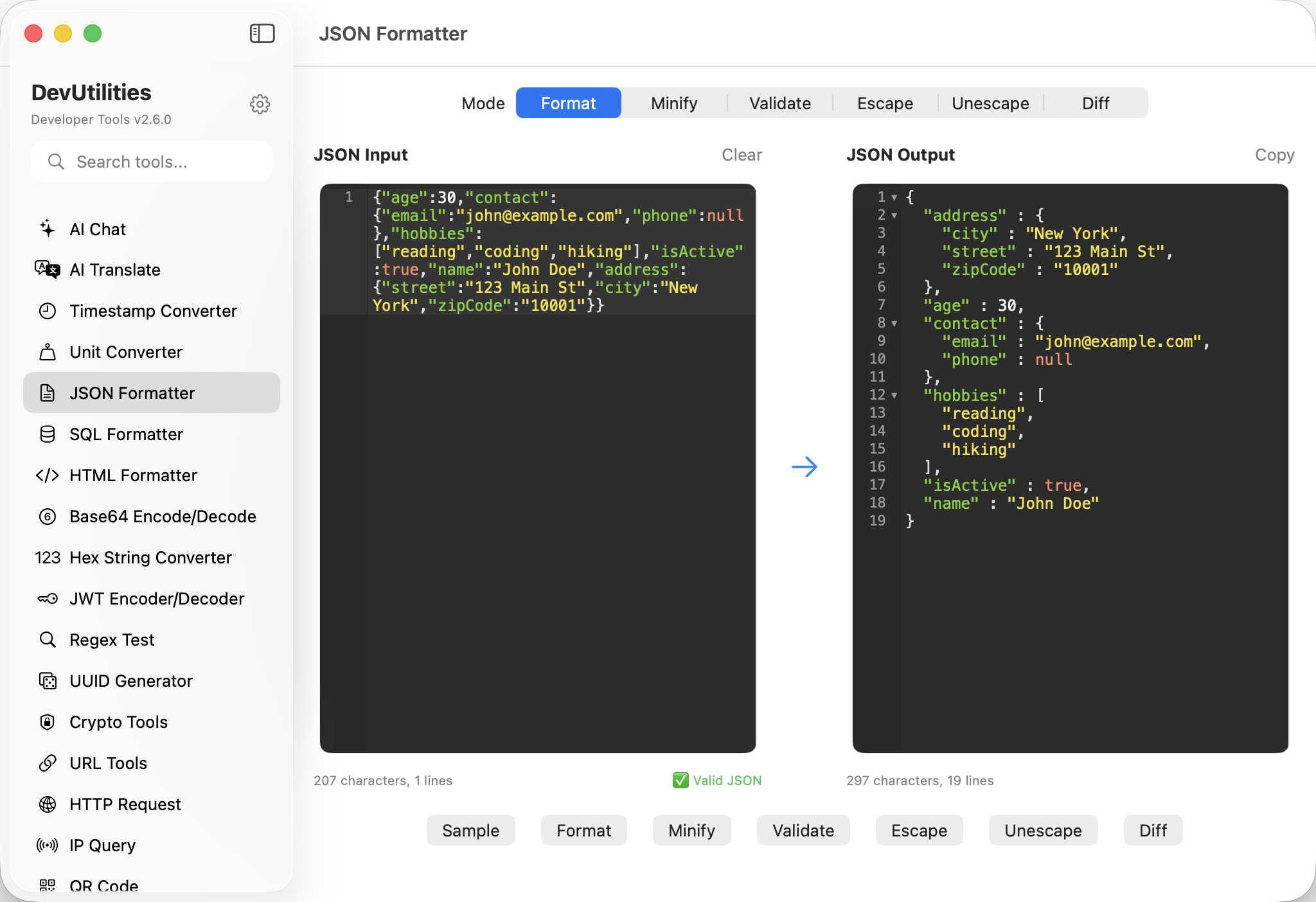JSON Formatter Screenshot