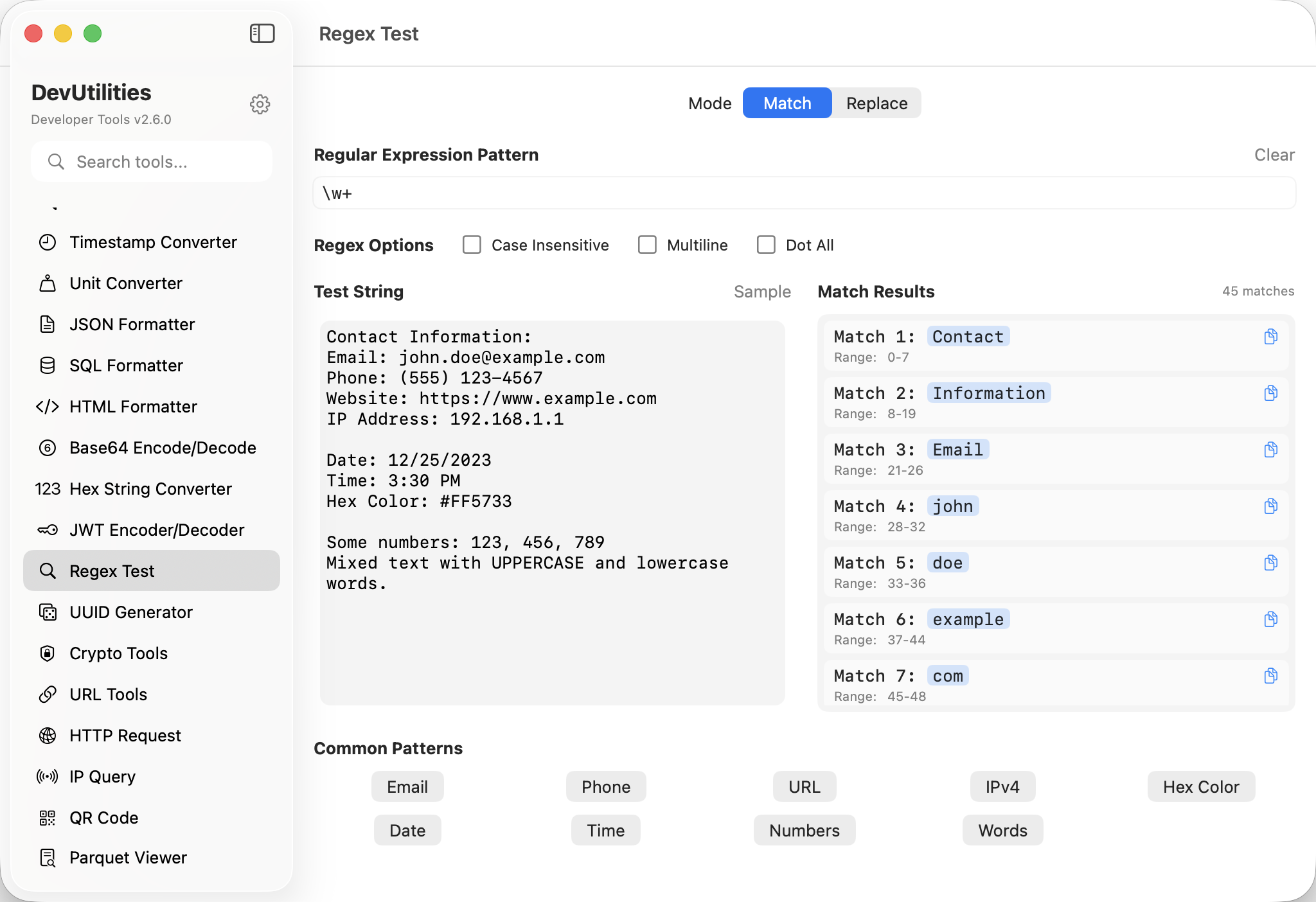 Regex Test Screenshot