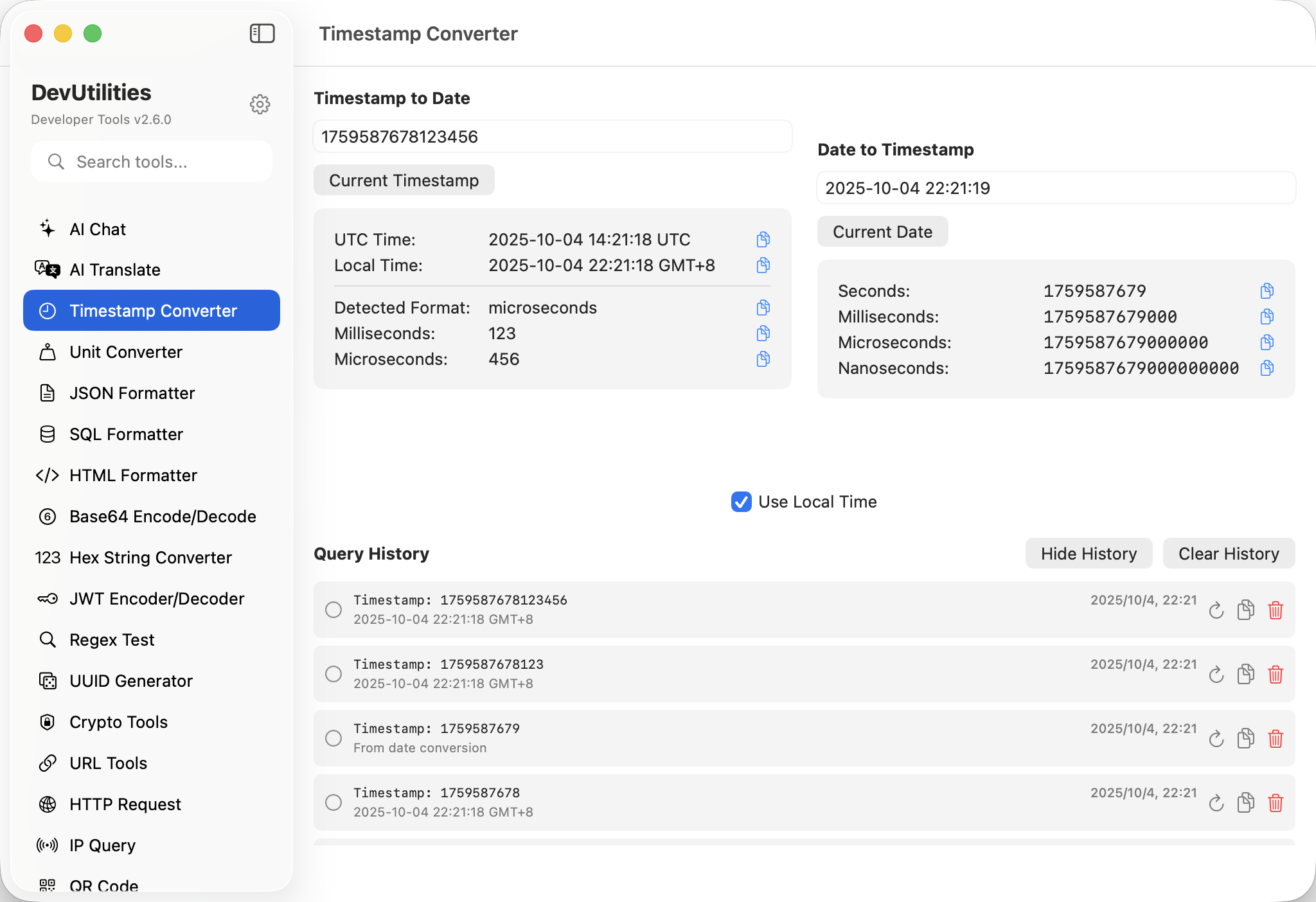 Timestamp Converter Screenshot